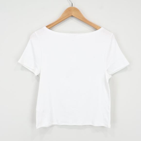 J.Crew Factory Short Sleeve Ribbed Boatneck Tee White Size Large NWT - Picture 5 of 7